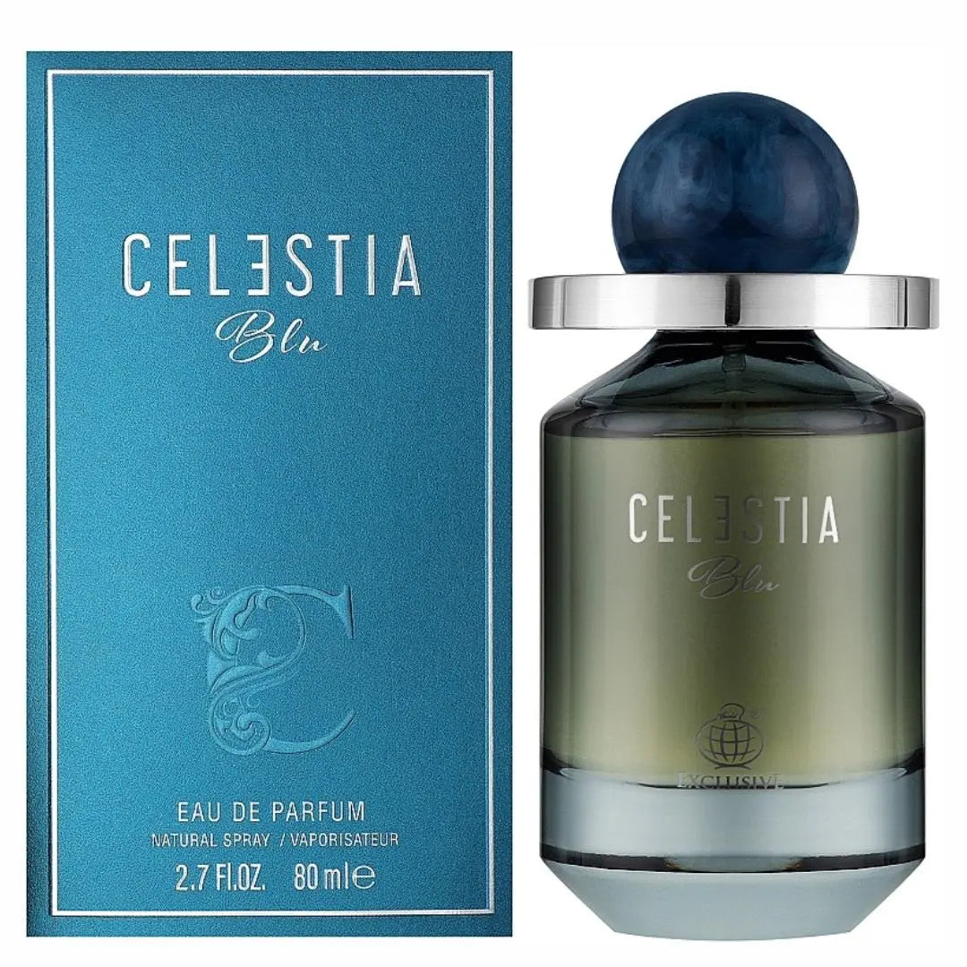 Celestia Blu Perfume 80ml EDP  Single Bottle and its packet front view