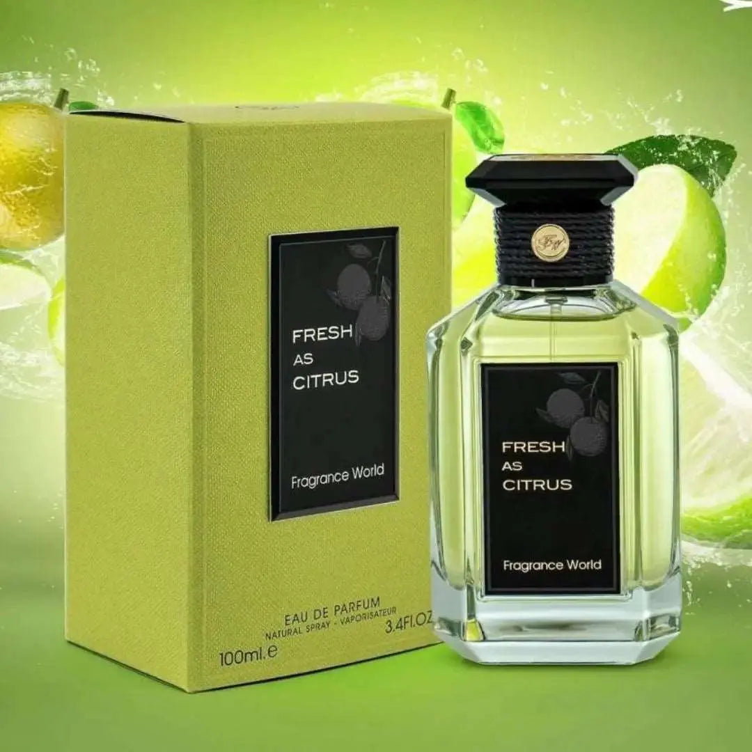 Fresh As Citrus Perfume 100ml EDP Single bottle and its olive packet view