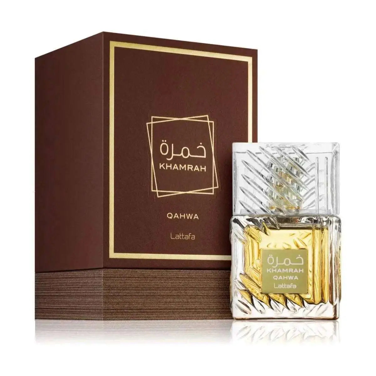 Lattafa Khamrah Qahwa Perfume 100ml EDP Box and Bottle