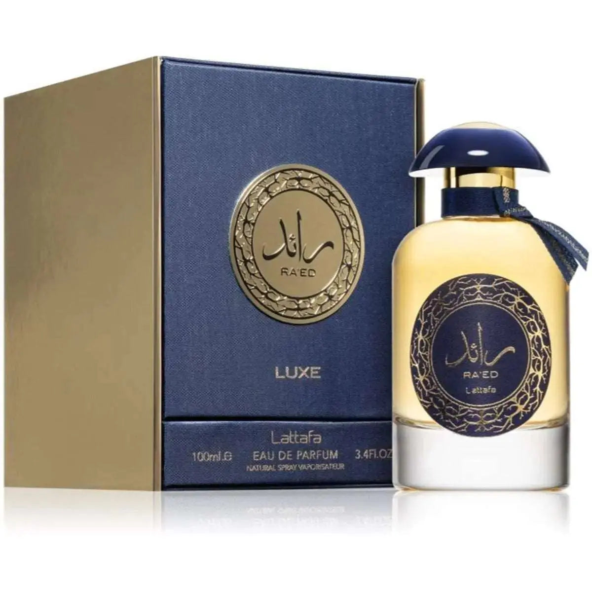 Lattafa Ra'ed Gold Luxe Perfume 100ml EDP Box and Bottle
