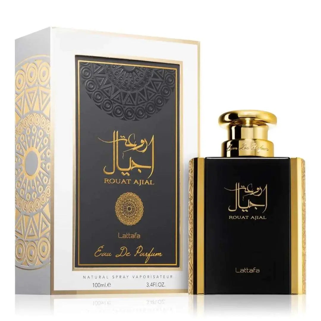 Lattafa Rouat Ajial Perfume 100ml EDP Box and Bottle