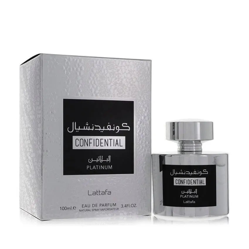 Lattafa confidential platinum perfume 100ml Box and bottle