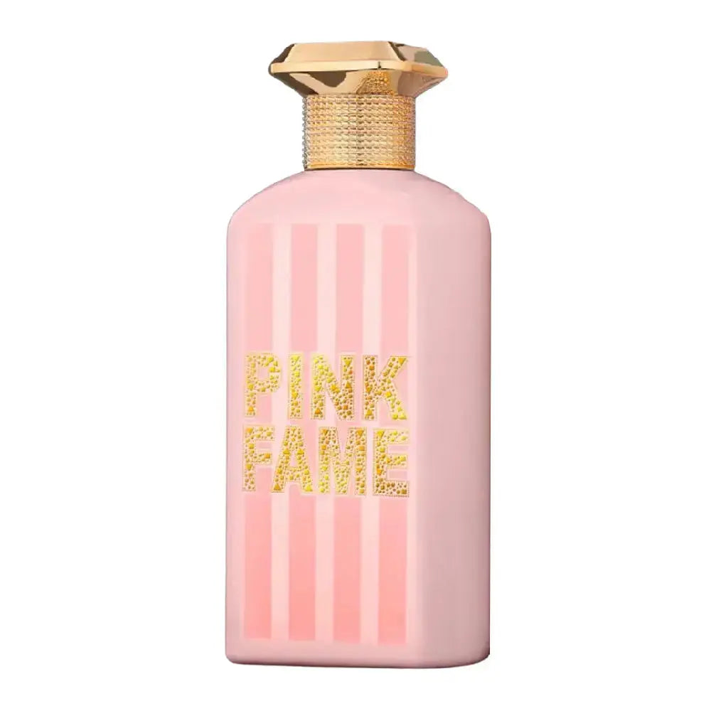 Pink Fame Perfume 100ml EDPpink bottle angle view